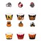 6 Sets Cupcake Toppers Insert And Paper Cups Halloween Theme Picks Create Atmosphere Food Grade Halloween Party Cake